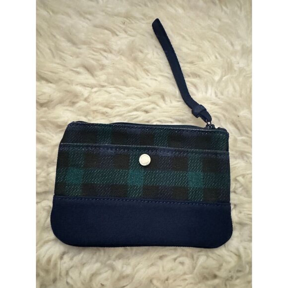NEW Lands' End Canvas Zippered Wristlet Zippered Pouch Plaid Print - Picture 1 of 10